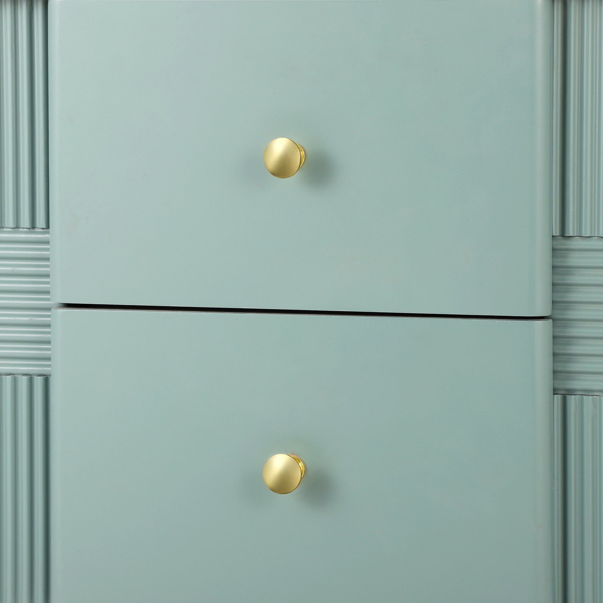 Modern Nightstand with 2 Storage Drawer, Fluted Bedside Table with Golden Metal Handles and Legs, End Table for Living Room and Bedroom, Easy Assembly, Green