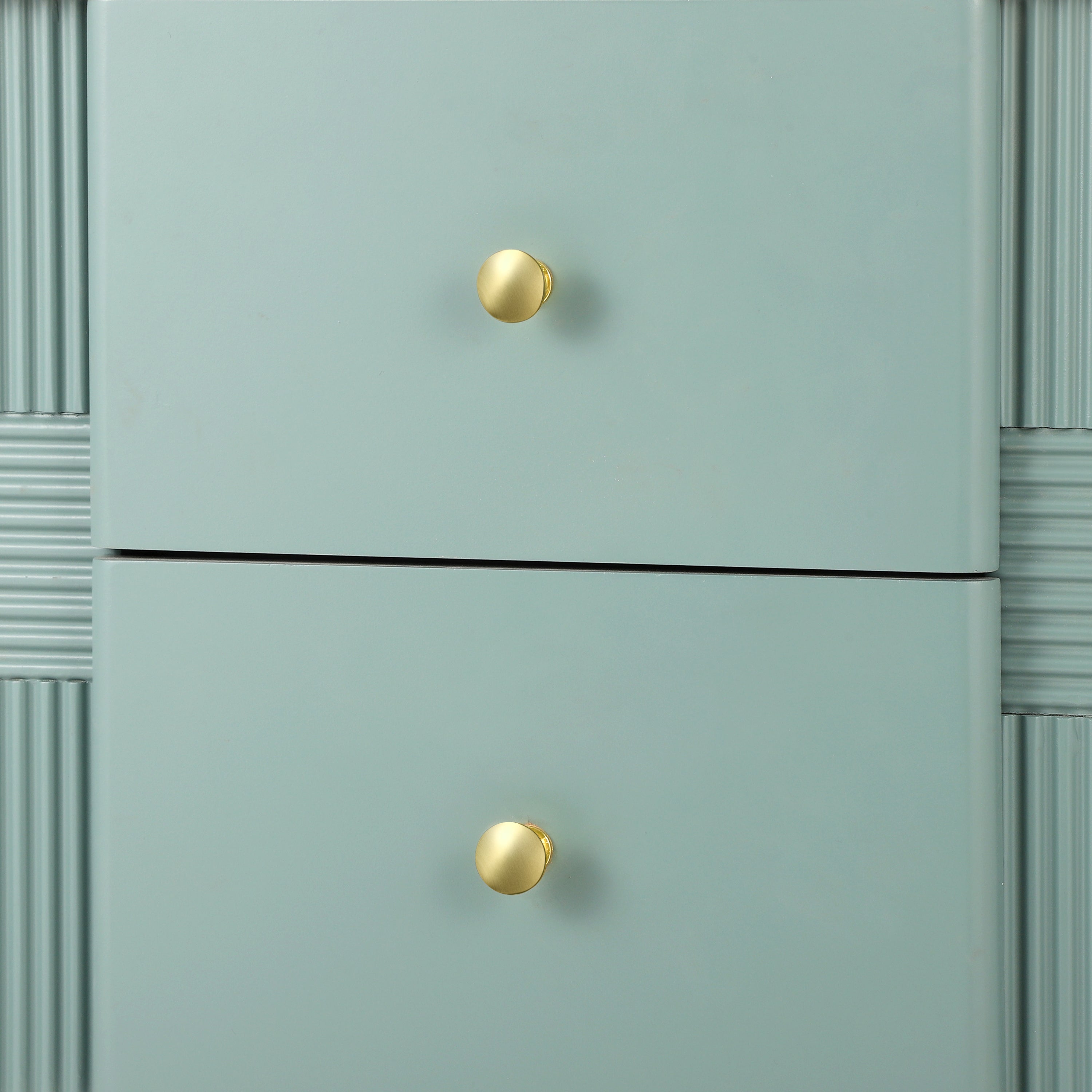 Modern Nightstand with 2 Storage Drawer, Fluted Bedside Table with Golden Metal Handles and Legs, End Table for Living Room and Bedroom, Easy Assembly, Green