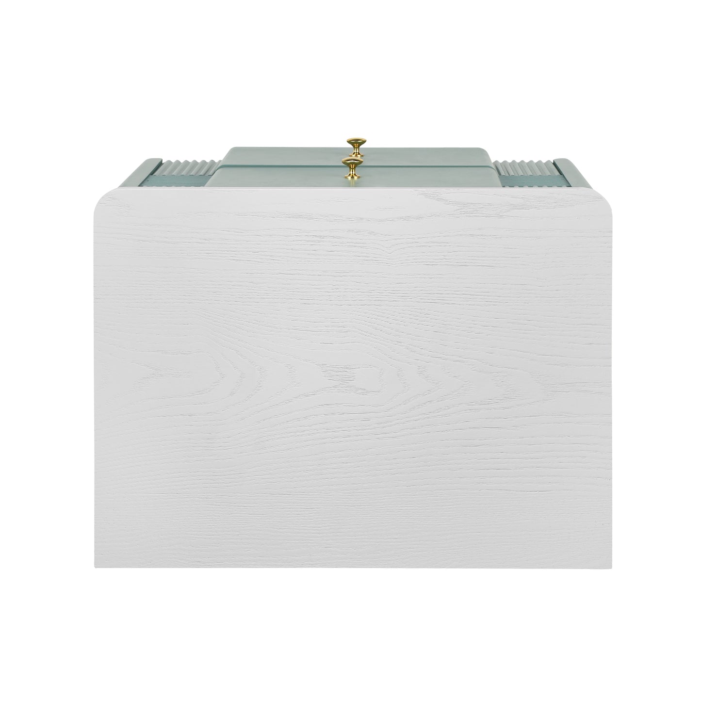 Modern Nightstand with 2 Storage Drawer, Fluted Bedside Table with Golden Metal Handles and Legs, End Table for Living Room and Bedroom, Easy Assembly, Green