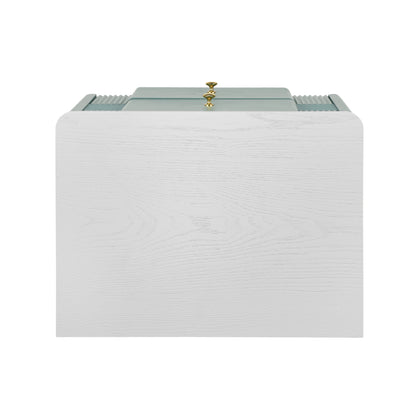 Modern Nightstand with 2 Storage Drawer, Fluted Bedside Table with Golden Metal Handles and Legs, End Table for Living Room and Bedroom, Easy Assembly, Green