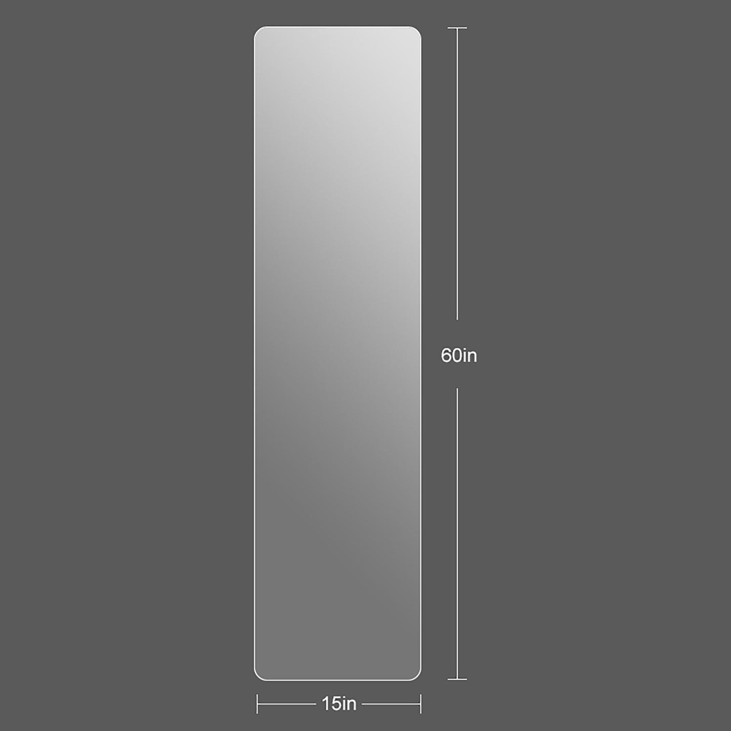 Modern Frameless Full Body Mirror with Explosion-Proof Glass and Silver Finish, 60' x 15'