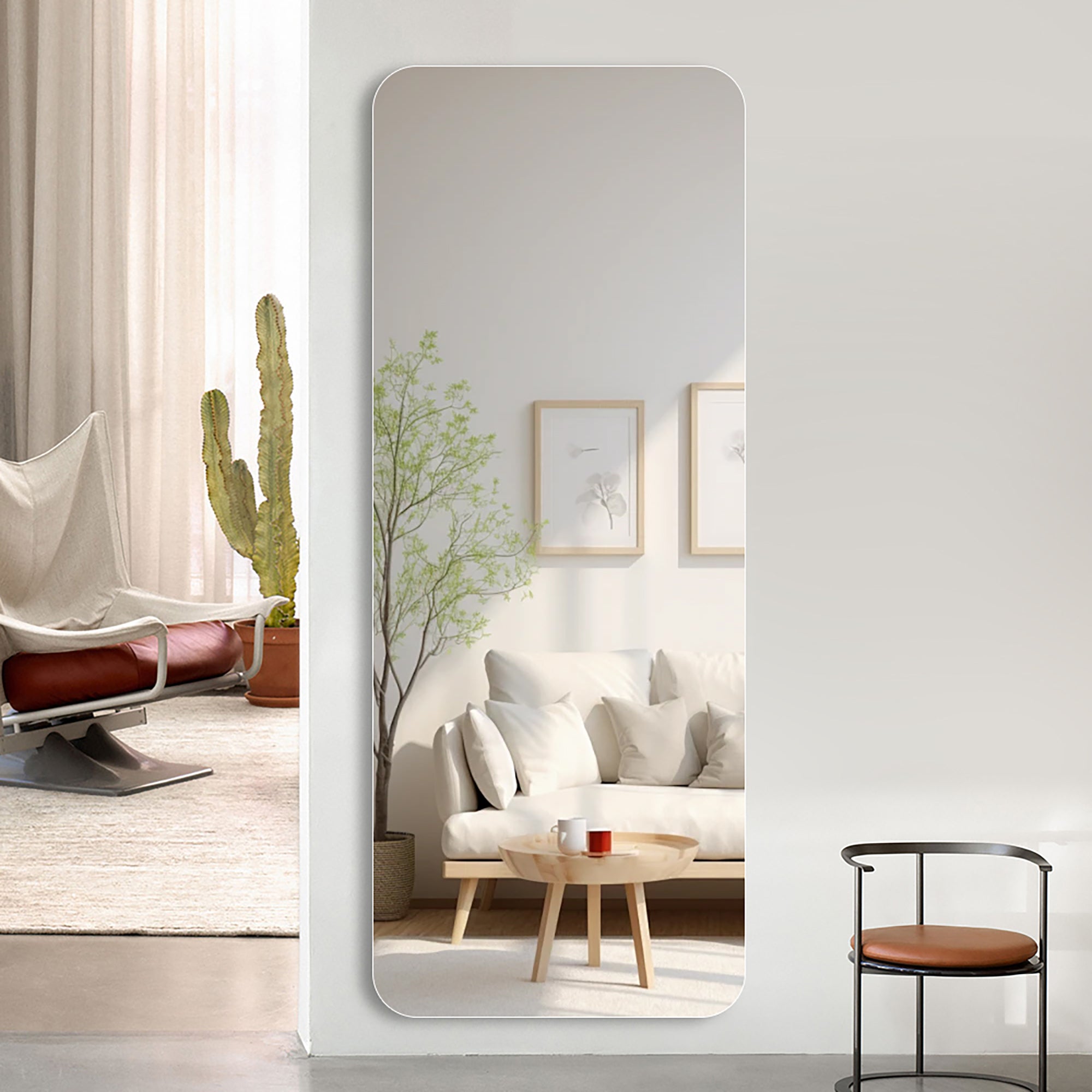 Modern Frameless Full Body Mirror with Explosion-Proof Glass and Silver Finish, 60' x 15'