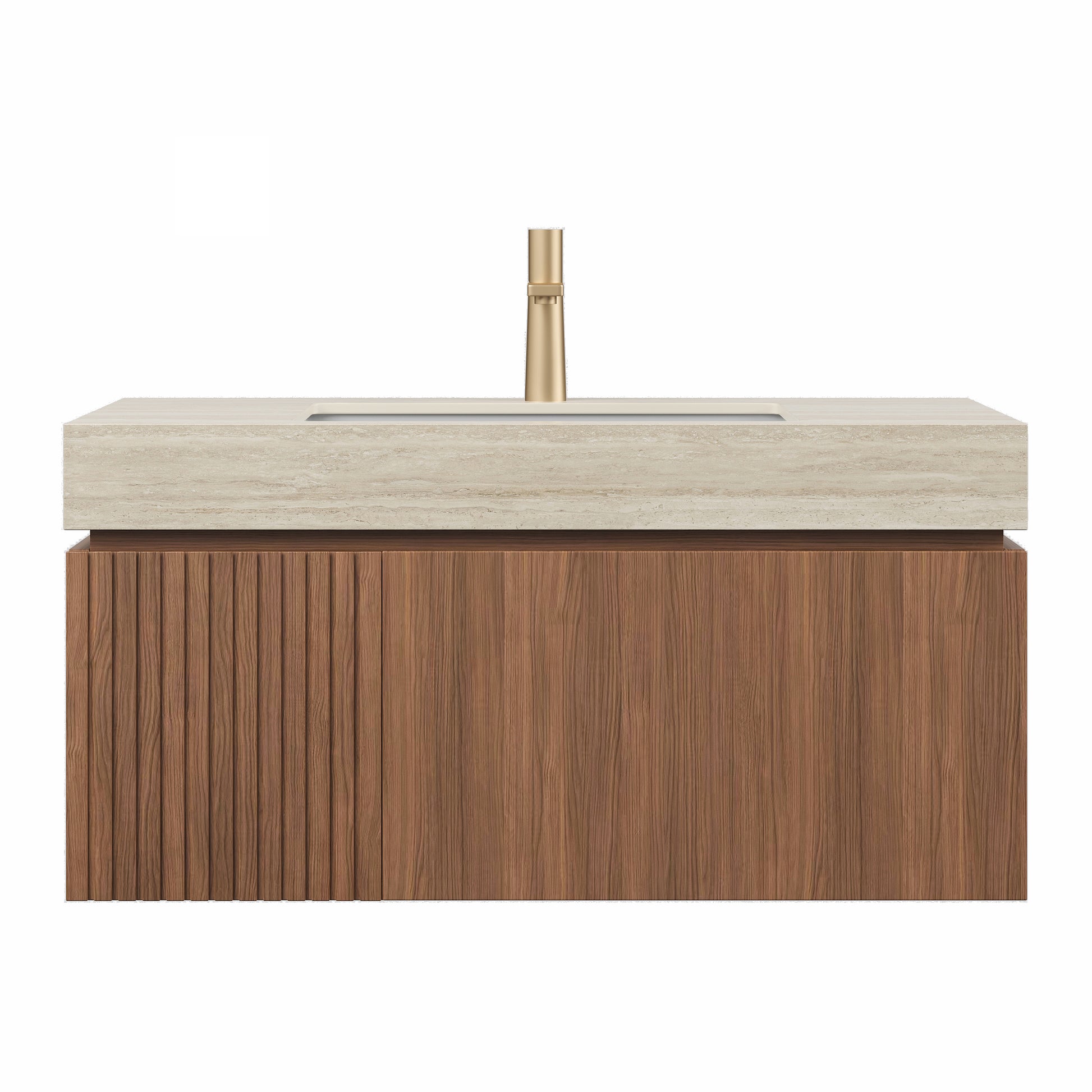 36' MURI Brown Oak Cabinet only, NO Basin and Top, NO Faucet and Sink Cover Bathroom Cabinets