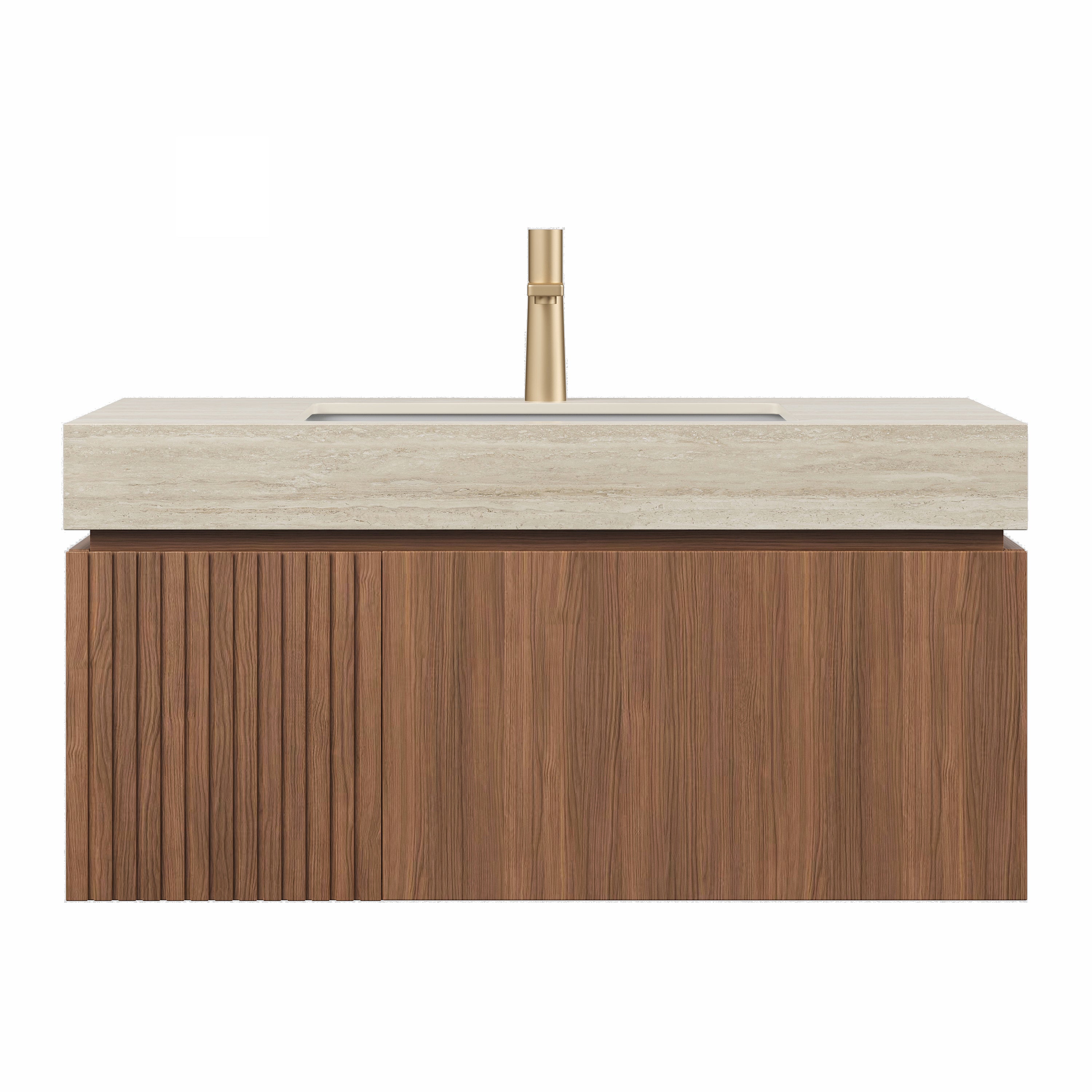 36' MURI Brown Oak Cabinet only, NO Basin and Top, NO Faucet and Sink Cover Bathroom Cabinets