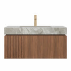 36' MURI Brown Oak Cabinet only, NO Basin and Top, NO Faucet and Sink Cover Bathroom Cabinets