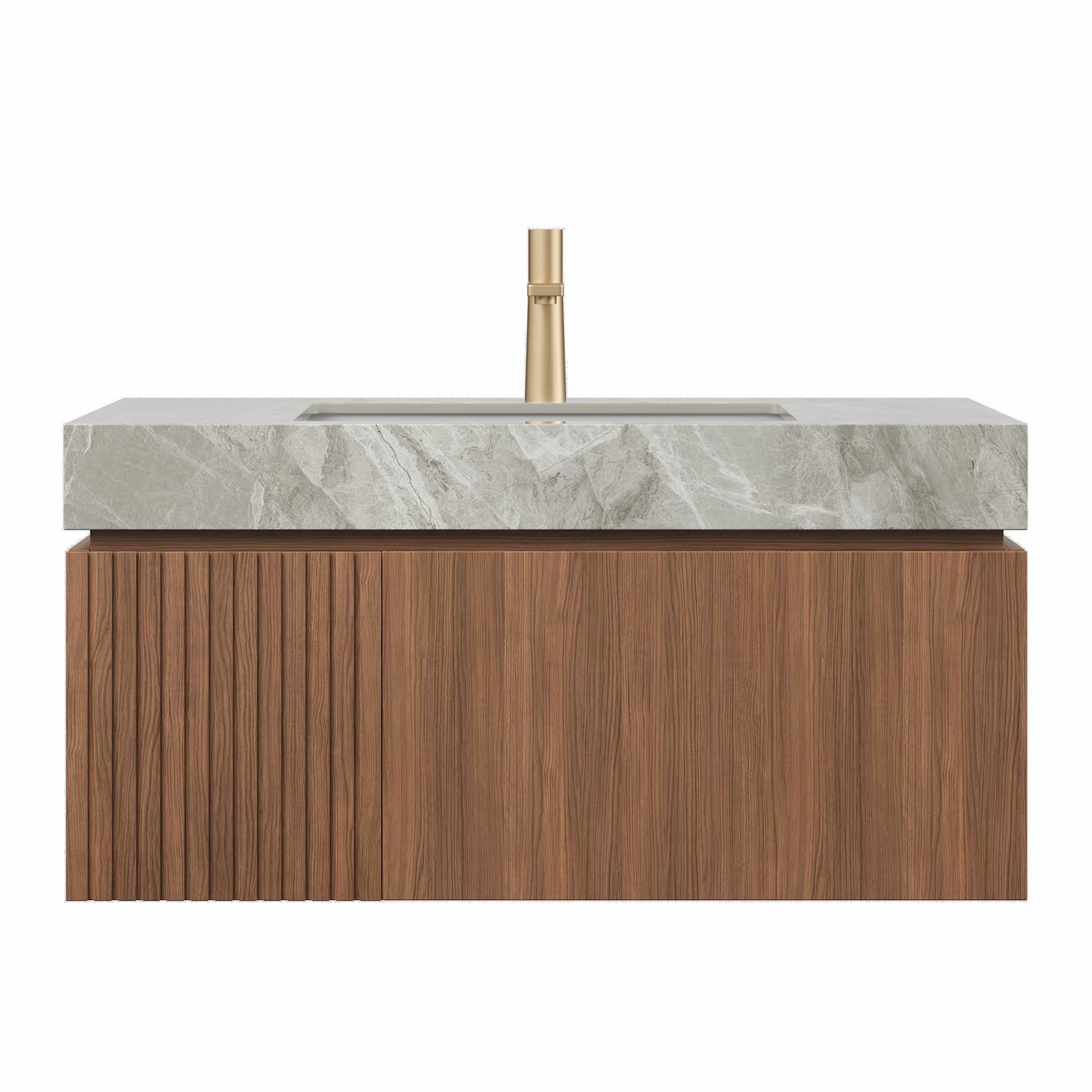 36' MURI Brown Oak Cabinet only, NO Basin and Top, NO Faucet and Sink Cover Bathroom Cabinets