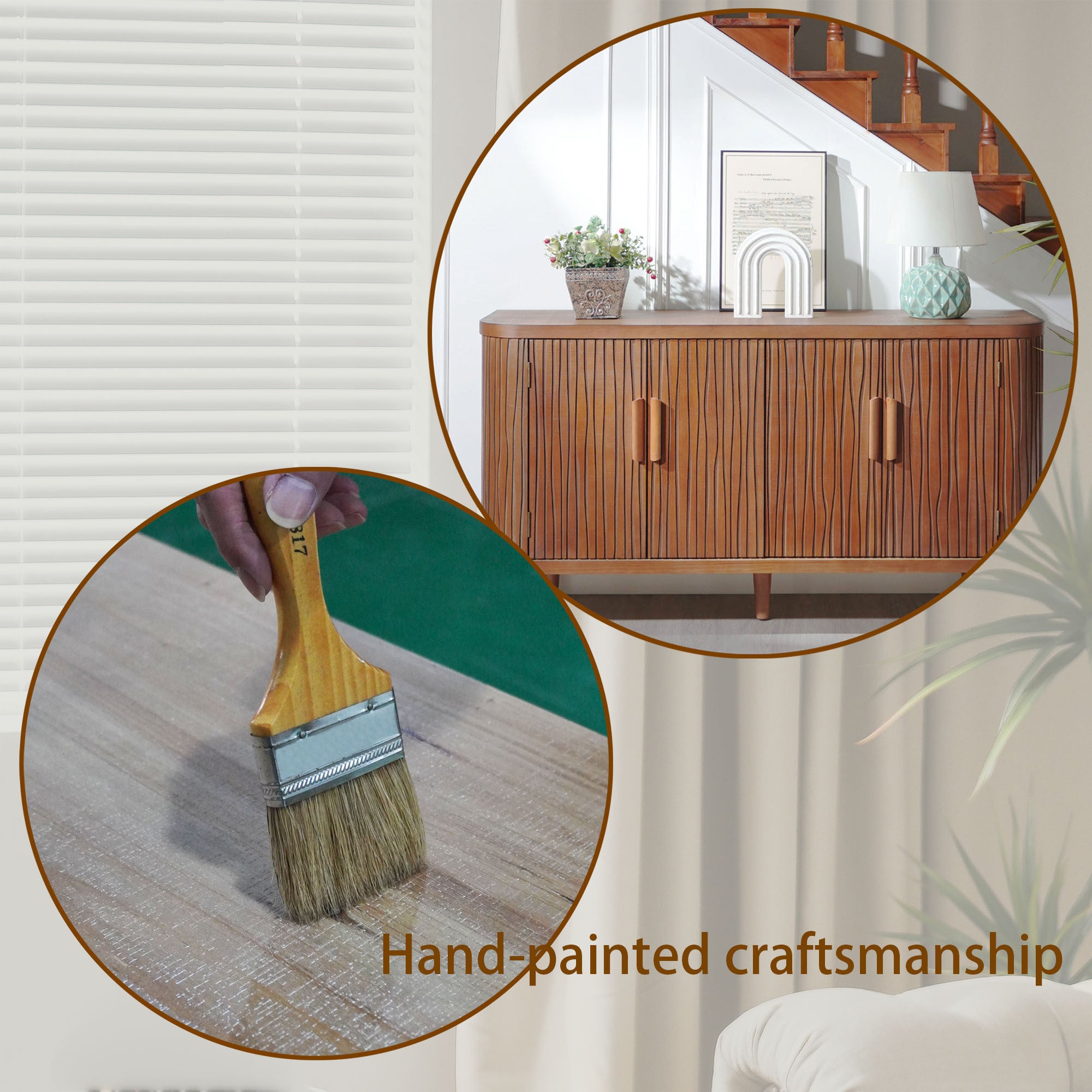 Accent Storage Cabinet, Modern Accent Buffet Cabinet with Adjustable Shelves, Freestanding Sideboard with Four Doors, Accent Cabinet with 4 Doors for Hallway Entryway Living Room