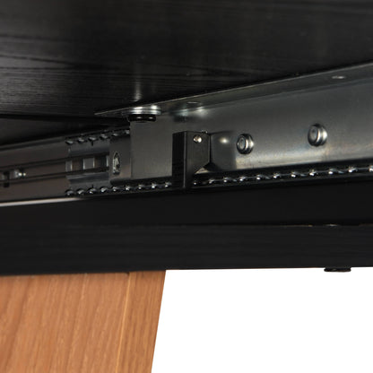 61.81(46.46) inch Extendable Dining Table, Modern Geometric Rectangular Table with Sturdy Metal Frame and MDF base, Adjustable Wooden Tabletop for Home Kitchen, Dining Room, and Office Spaces