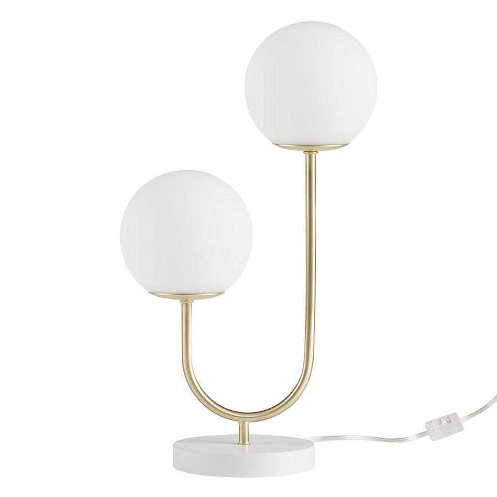 Modern Gold Finish Globe Table Lamp With Frosted Glass.