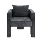 Modern 3-Leg Chenille Accent Chair with Ergonomic Arms & Removable Pillow, Plush Small Space Armchair, Single Sofa Chair for Living Room, Bedroom, Dining Room and Office, Gray