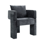 Modern 3-Leg Chenille Accent Chair with Ergonomic Arms & Removable Pillow, Plush Small Space Armchair, Single Sofa Chair for Living Room, Bedroom, Dining Room and Office, Gray