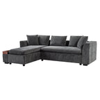 Modern L-Shaped Sectional Sofa with Storage in Gray Chenille, 93.7' Upholstered Couch