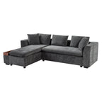 Modern L-Shaped Sectional Sofa with Storage in Gray Chenille, 93.7' Upholstered Couch