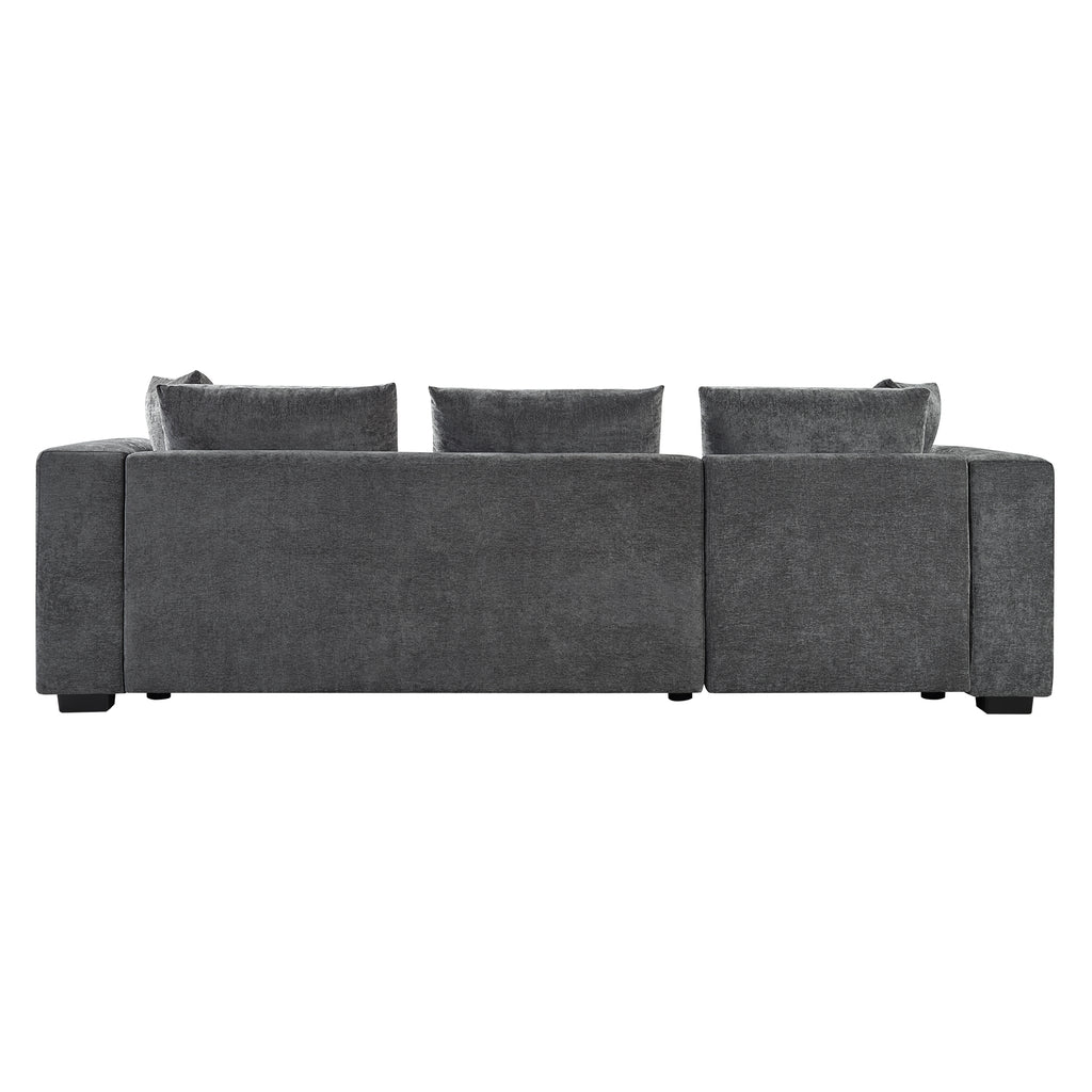 Modern L-Shaped Sectional Sofa with Storage in Gray Chenille, 93.7' Upholstered Couch