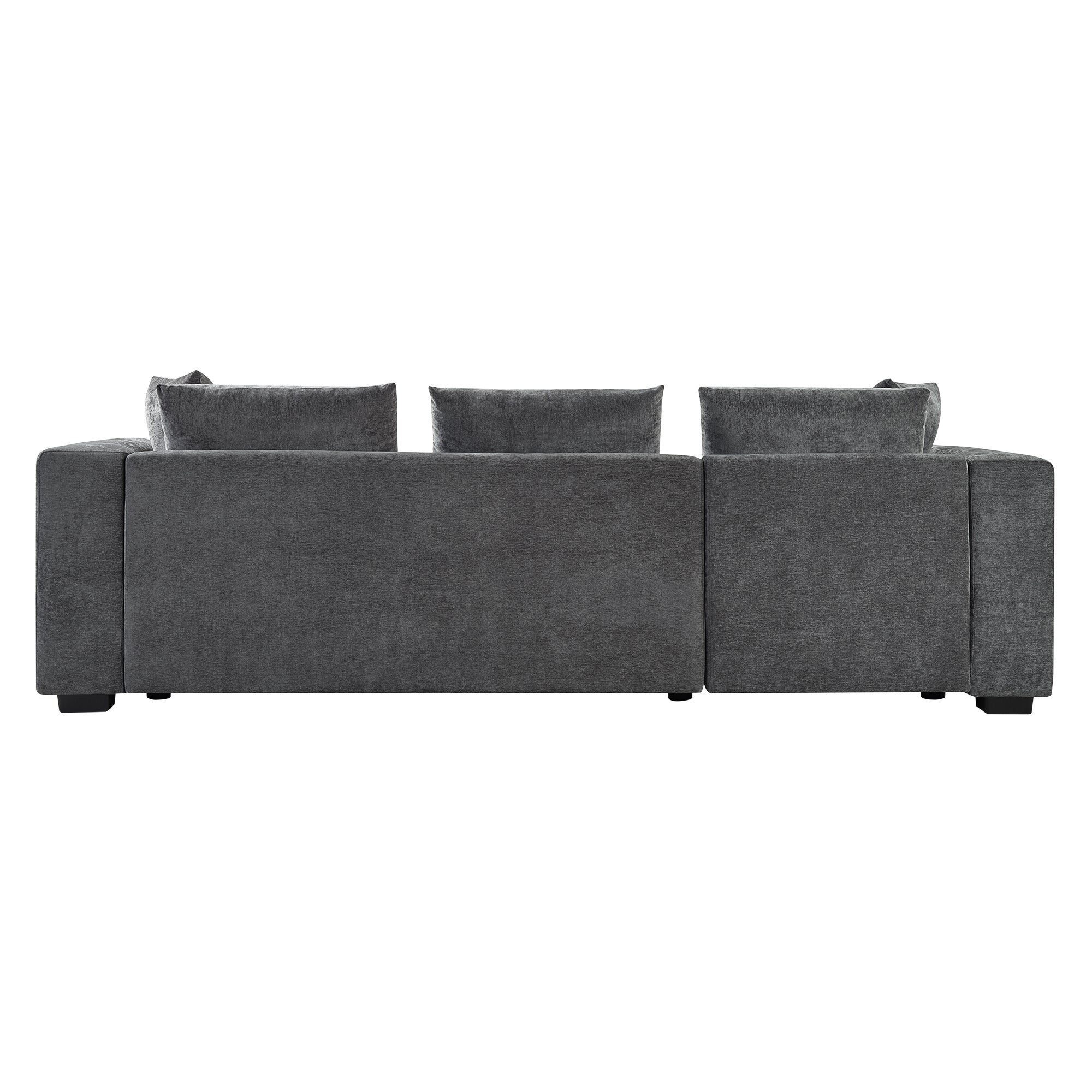 Modern L-Shaped Sectional Sofa with Storage in Gray Chenille, 93.7' Upholstered Couch