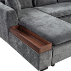 Modern L-Shaped Sectional Sofa with Storage in Gray Chenille, 93.7' Upholstered Couch