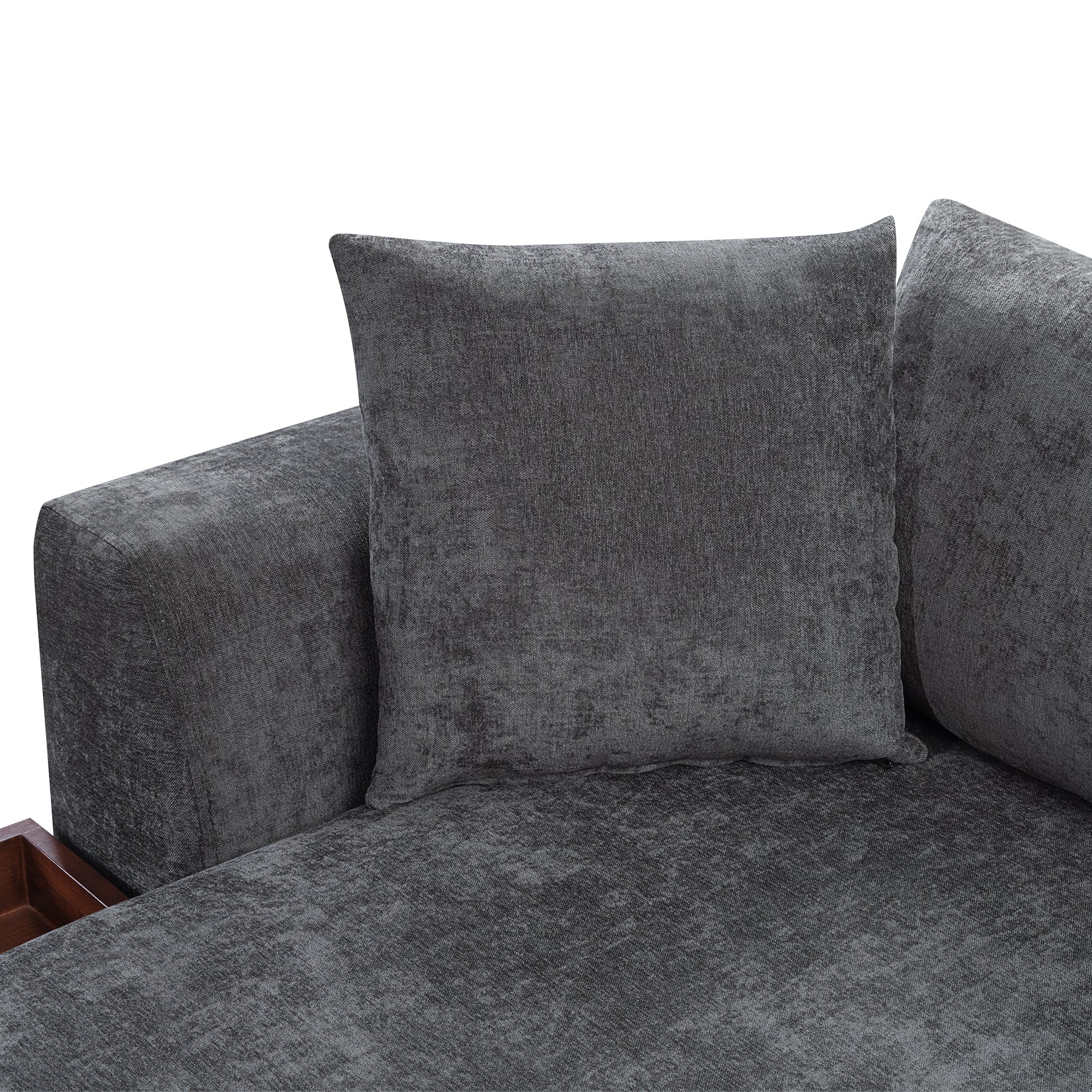 Modern L-Shaped Sectional Sofa with Storage in Gray Chenille, 93.7' Upholstered Couch