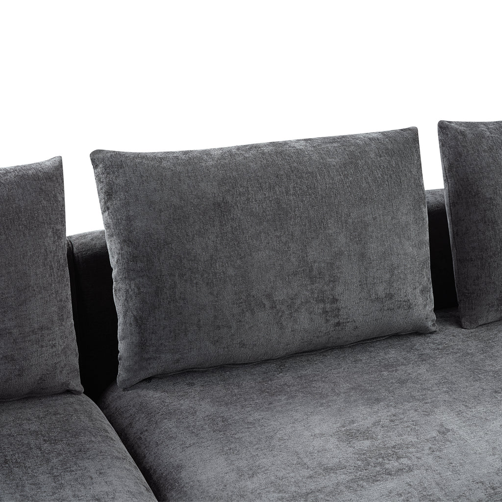 Modern L-Shaped Sectional Sofa with Storage in Gray Chenille, 93.7' Upholstered Couch