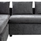 Modern L-Shaped Sectional Sofa with Storage in Gray Chenille, 93.7' Upholstered Couch
