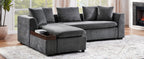 Modern L-Shaped Sectional Sofa with Storage in Gray Chenille, 93.7' Upholstered Couch