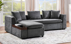 Modern L-Shaped Sectional Sofa with Storage in Gray Chenille, 93.7' Upholstered Couch