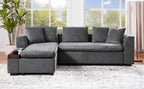 Modern L-Shaped Sectional Sofa with Storage in Gray Chenille, 93.7' Upholstered Couch