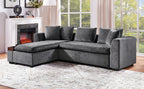 Modern L-Shaped Sectional Sofa with Storage in Gray Chenille, 93.7' Upholstered Couch