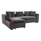 Modern L-Shaped Sectional Sofa with Storage in Gray Chenille, 93.7' Upholstered Couch