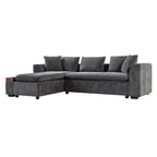 Modern L-Shaped Sectional Sofa with Storage in Gray Chenille, 93.7' Upholstered Couch