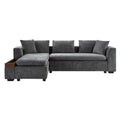 Modern L-Shaped Sectional Sofa with Storage in Gray Chenille, 93.7' Upholstered Couch