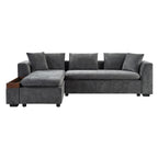 Modern L-Shaped Sectional Sofa with Storage in Gray Chenille, 93.7' Upholstered Couch