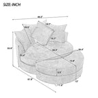 Orisfur. 360° Swivel Accent Barrel Chair with Storage Ottoman & 4 Pillows, Modern Chenille Leisure Chair Round Accent for Living Room, Gray