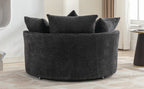 Modern Gray Chenille Swivel Barrel Chair with Ottoman