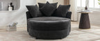 Modern Gray Chenille Swivel Barrel Chair with Ottoman
