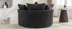 Modern Gray Chenille Swivel Barrel Chair with Ottoman