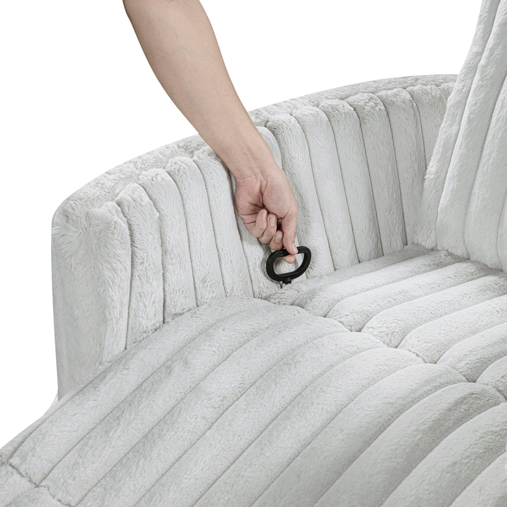 Modern Gray Corduroy Swivel Glider Recliner Chair.