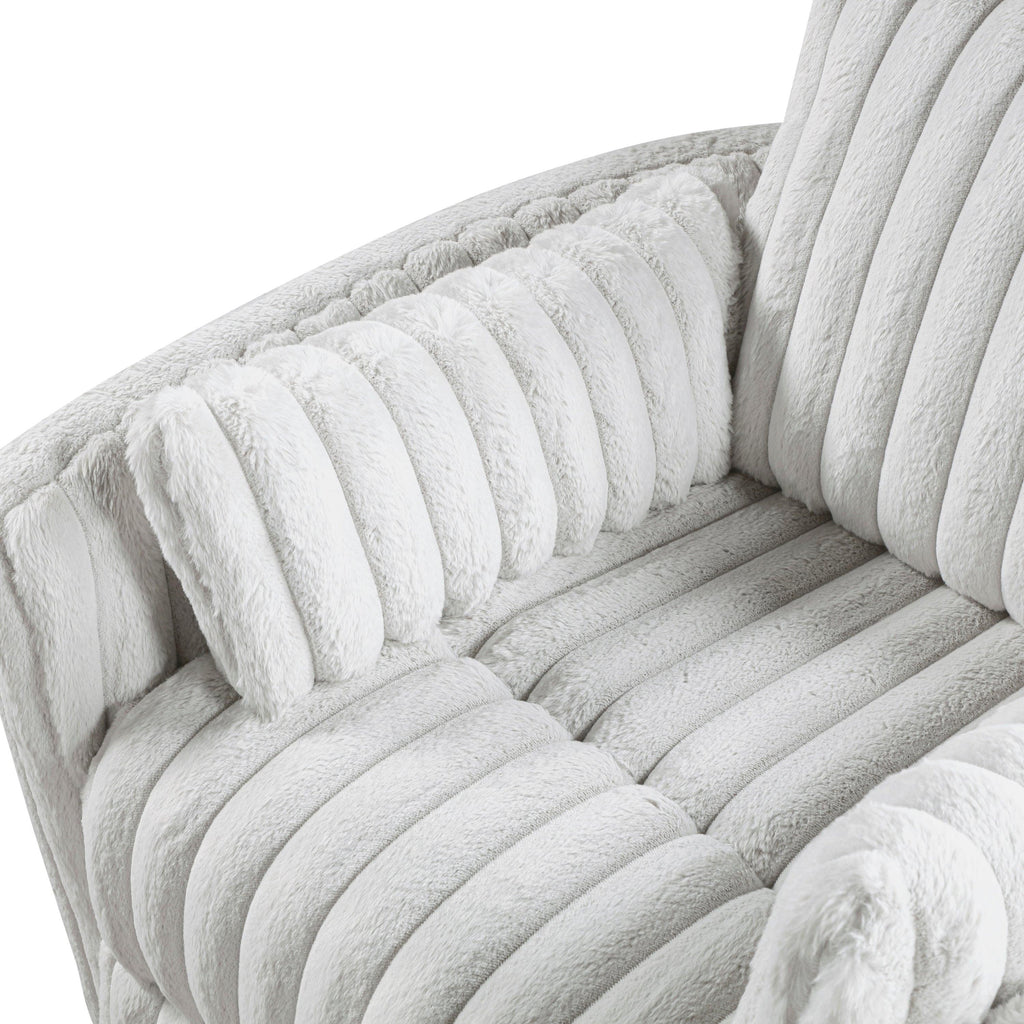 Modern Gray Corduroy Swivel Glider Recliner Chair.