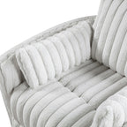 Modern Gray Corduroy Swivel Glider Recliner Chair.