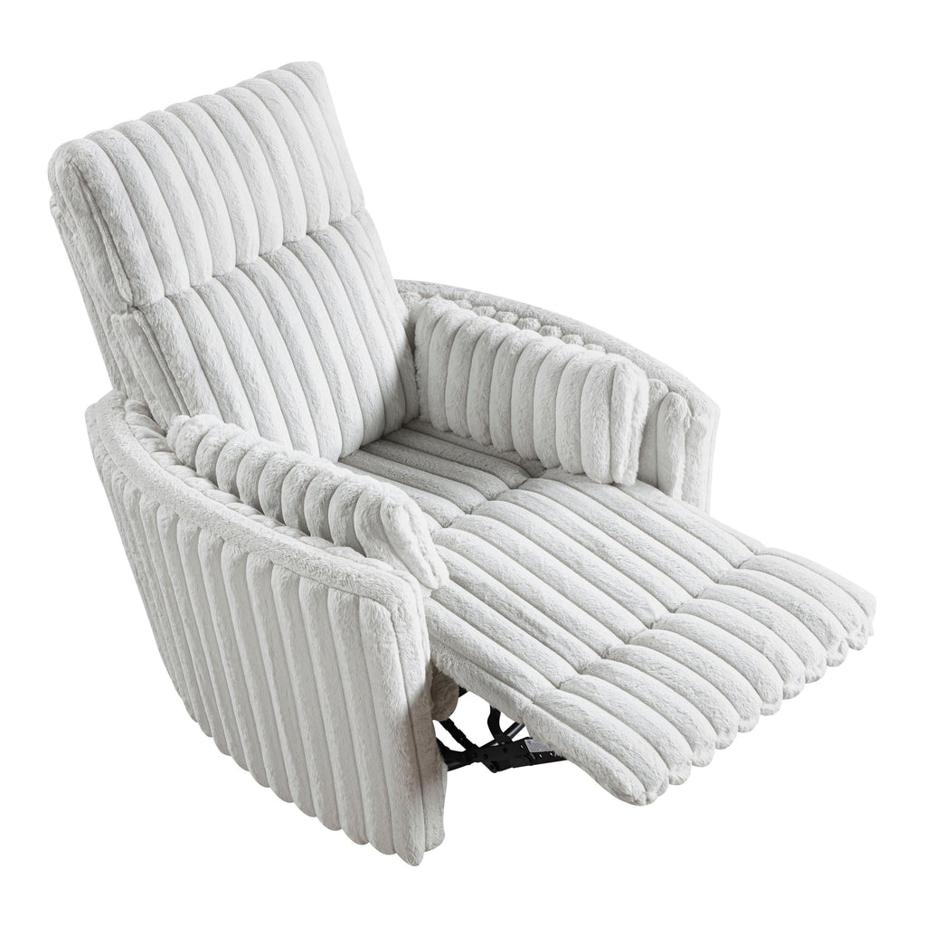 Modern Gray Corduroy Swivel Glider Recliner Chair.