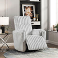 Modern Gray Corduroy Swivel Glider Recliner Chair.