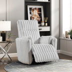 Modern Gray Corduroy Swivel Glider Recliner Chair.