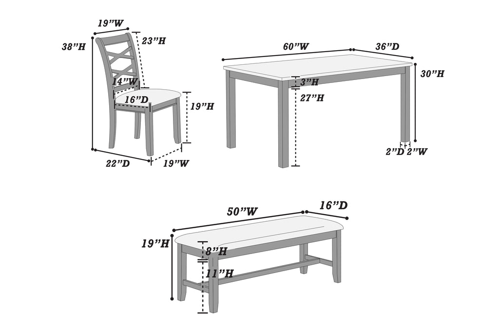 6 Pieces Dining Set Dining Table Set