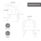 25.79' Wide Modern Barrel Open Back Upholstered Accent Chair with Weathered Solid Wood Legs Dining Chairs for Dining Room, Club, Kitchen and Living Room. Gray Velvet