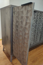 Modern Style Buffet Cabinet ,Sideboard Buffet Cabinet With Storage, Storage Cabinet with 4 Diamond-shaped relief Doors For Living Room, Dining Room, Entryway, Hallway, Kitchen, Grey