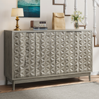 Modern Style Buffet Cabinet ,Sideboard Buffet Cabinet With Storage, Storage Cabinet with 4 Diamond-shaped relief Doors For Living Room, Dining Room, Entryway, Hallway, Kitchen, Grey
