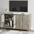 Modern Style Buffet Cabinet ,Sideboard Buffet Cabinet With Storage, Storage Cabinet with 4 Diamond-shaped relief Doors For Living Room, Dining Room, Entryway, Hallway, Kitchen, Grey