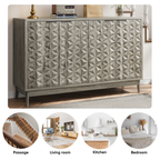 Modern Style Buffet Cabinet ,Sideboard Buffet Cabinet With Storage, Storage Cabinet with 4 Diamond-shaped relief Doors For Living Room, Dining Room, Entryway, Hallway, Kitchen, Grey