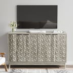 Modern Style Buffet Cabinet ,Sideboard Buffet Cabinet With Storage, Storage Cabinet with 4 Diamond-shaped relief Doors For Living Room, Dining Room, Entryway, Hallway, Kitchen, Grey