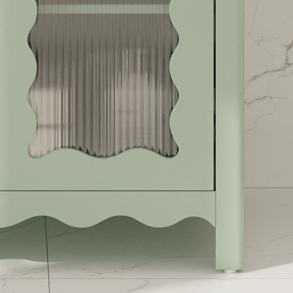 31' Bathroom Vanity with Tempered Glass, Modern Bathroom Cabinet with Rubber Wood legs and Soft close Doors, Green