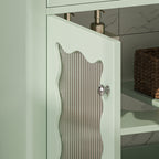 31' Bathroom Vanity with Tempered Glass, Modern Bathroom Cabinet with Rubber Wood legs and Soft close Doors, Green